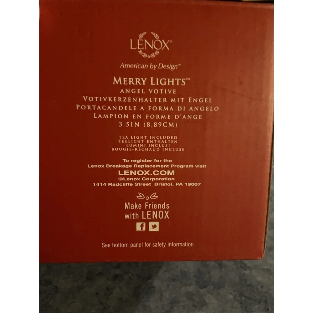 Lenox Merry Lights Angel Votive Ivory Porcelain Gold Trim Christmas 3.5in New